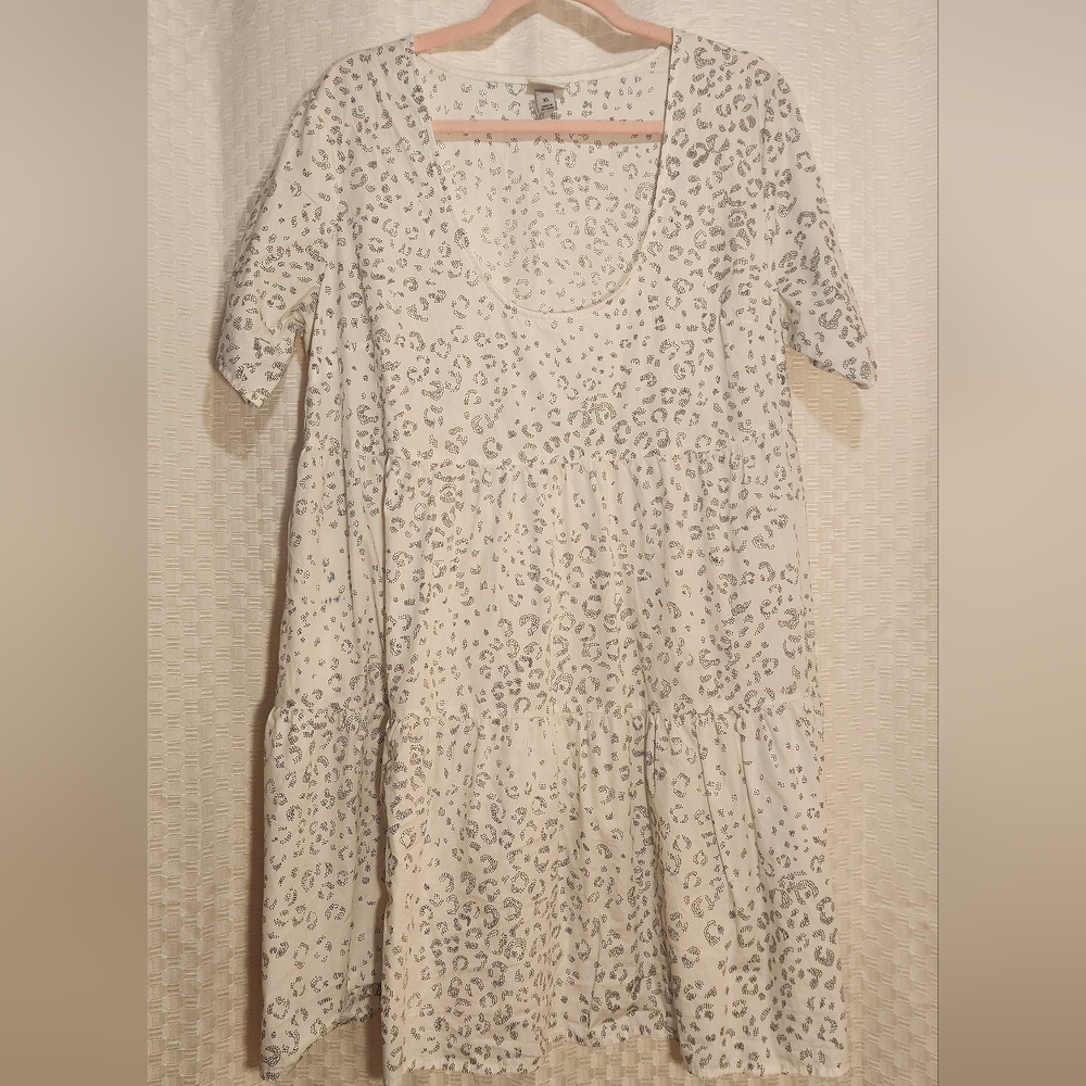Day Black and White Leapord Patterned Babydoll Dress Women's XL